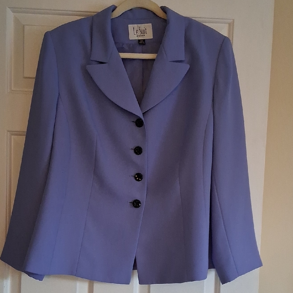 Le Suit Purple Blazer Tailored Professional Jacket